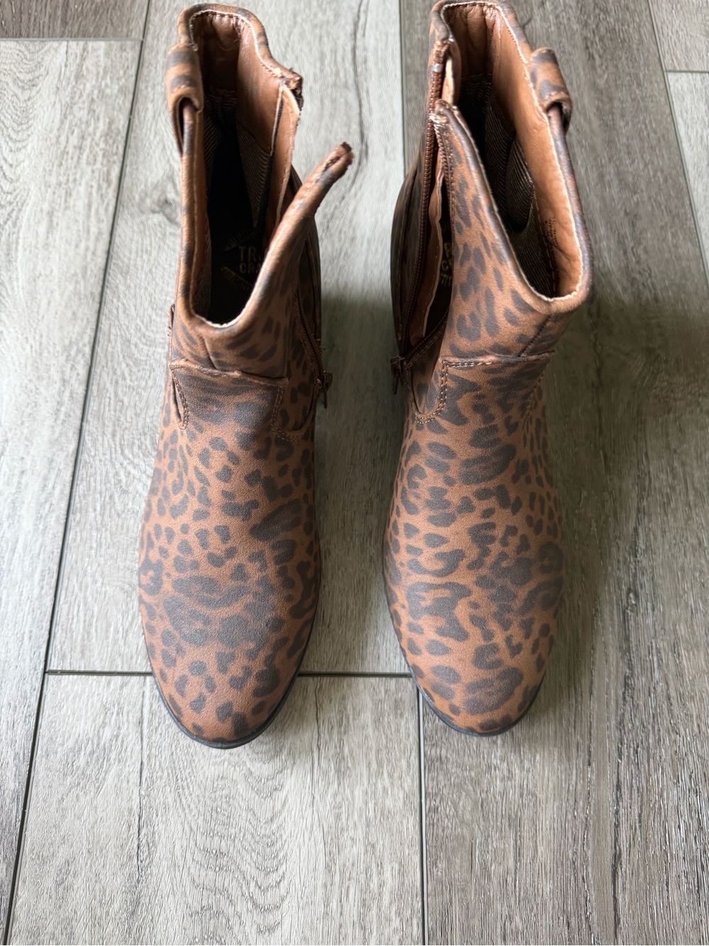 True Craft Winnie Leopard Print Brown Ankle Boots- NWOT - Picture 2 of 9